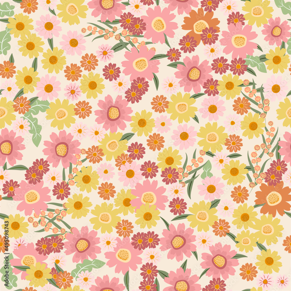 Spring Floral pattern. Ditsy style. A Pattern for print, wallpaper, fabric, cushion, bedding, and much more Spring Floral pattern. Ditsy style. A Pattern for print, wallpaper, fabric, cushion, bedding, and much more