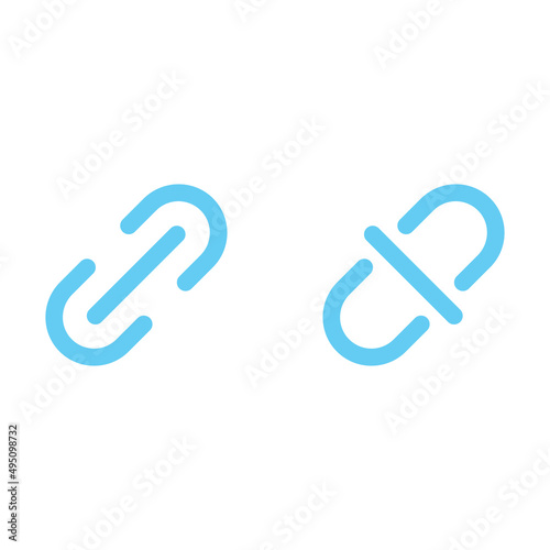 Link and Unlink blue vector icon
