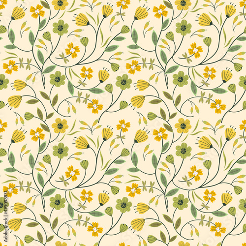 Spring Floral pattern. Ditsy style. A Pattern for print, wallpaper, fabric, cushion, bedding, and much more © Maratussolehah