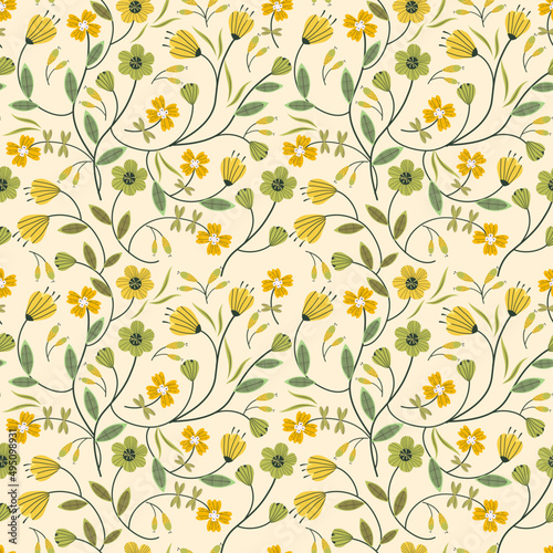 Spring Floral pattern. Ditsy style. A Pattern for print, wallpaper, fabric, cushion, bedding, and much more