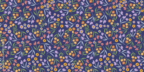Spring Floral pattern. Ditsy style. A Pattern for print, wallpaper, fabric, cushion, bedding, and much more
