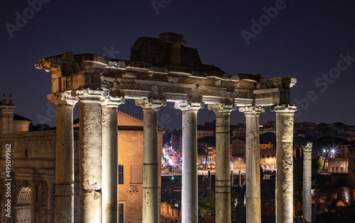 Temple of Saturn at Night