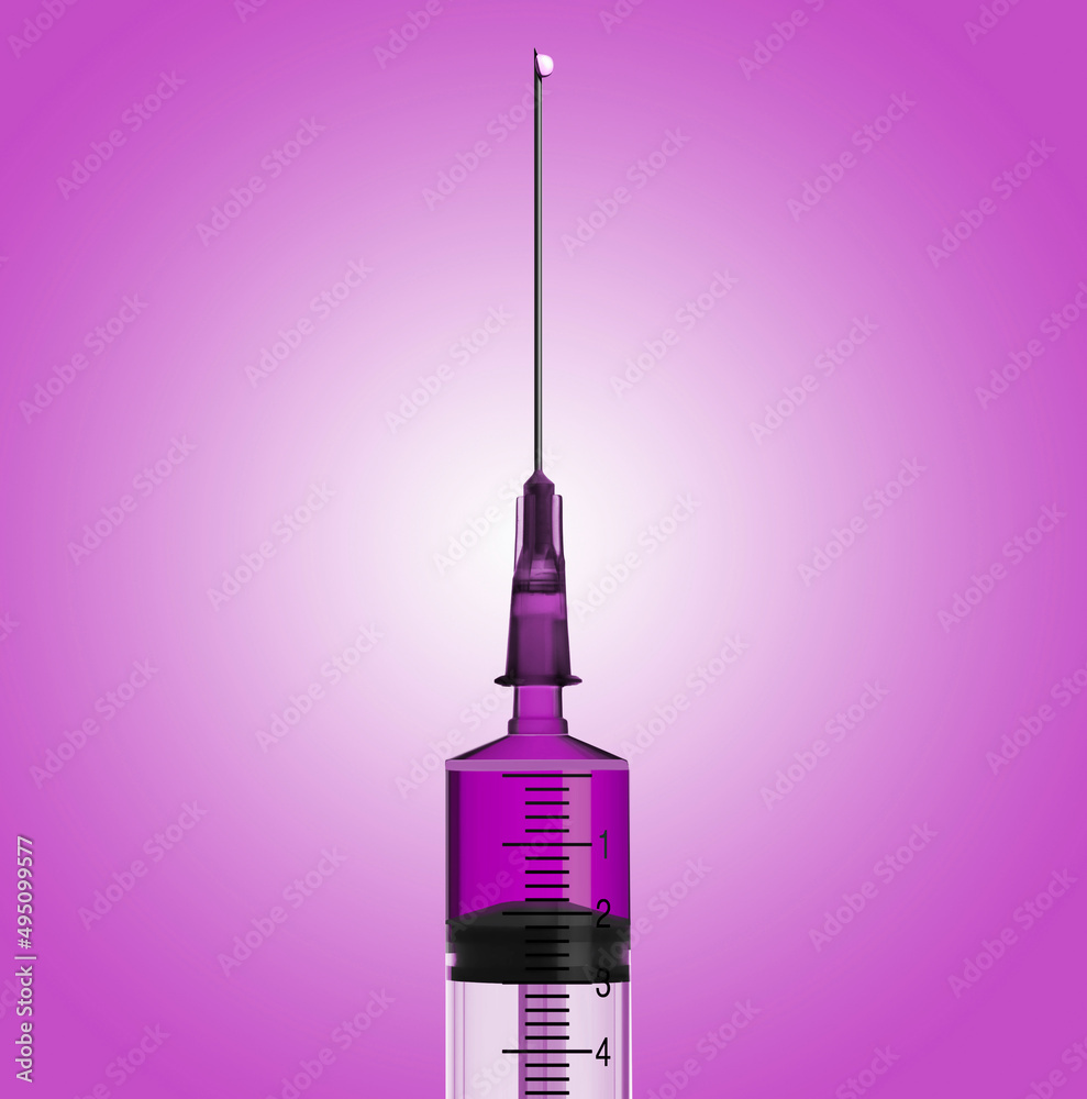 syringe with drop and violet liquid syringe with drop and violet liquid