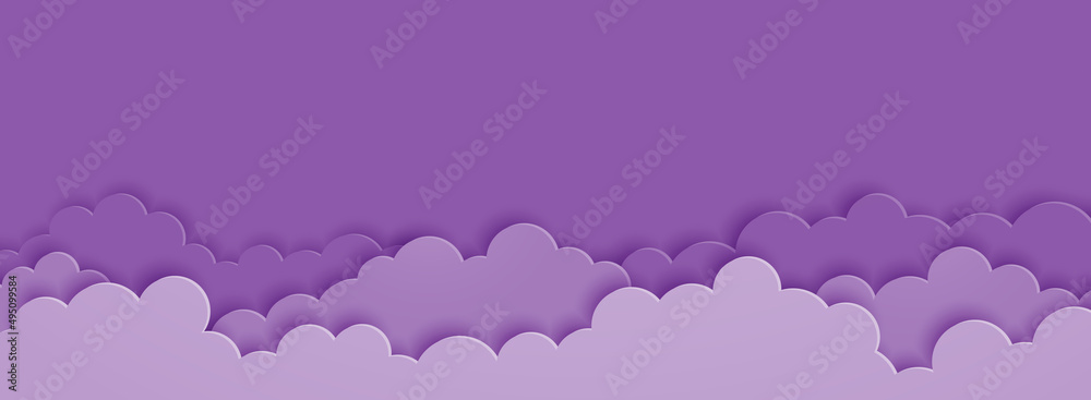 Purple clouds on purple sky background paper cut style Purple clouds on purple sky background paper cut style
