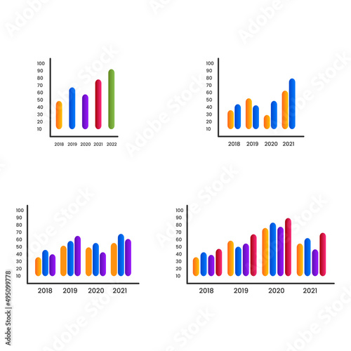 Infographics vector set. Diagram graph chart with years. Template element infographic.