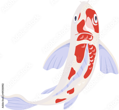 Asian Koi Carp Fish Cartoon Illustration