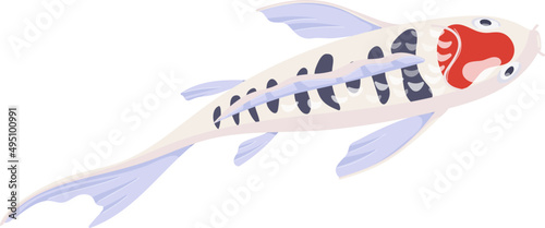 Koi Carp Fish Swim Cartoon Illustration