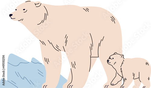 Arctic Polar Bears Cartoon Illustration