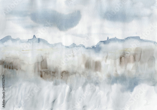Abstract watercolor background - blue and grey