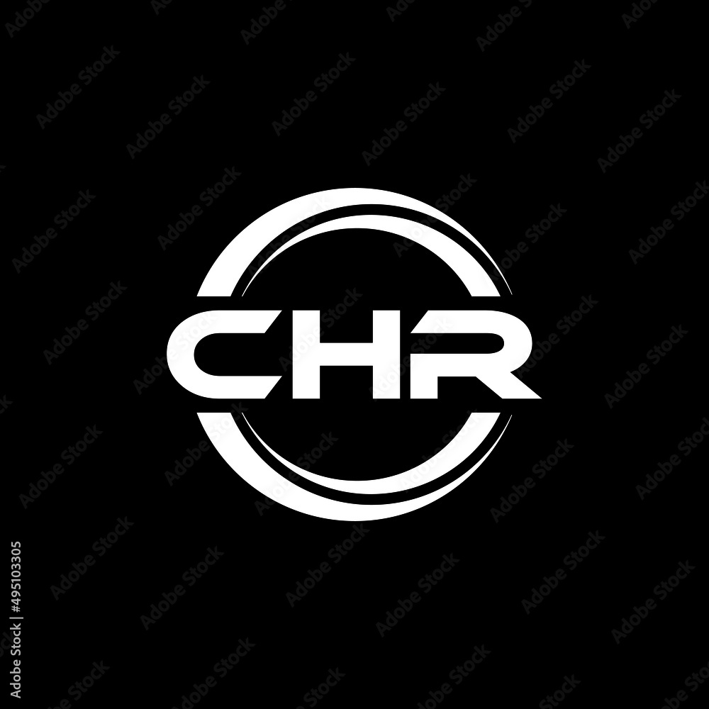 CHR letter logo design with black background in illustrator, vector logo modern alphabet font overlap style. calligraphy designs for logo, Poster, Invitation, etc.