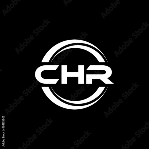 CHR letter logo design with black background in illustrator, vector logo modern alphabet font overlap style. calligraphy designs for logo, Poster, Invitation, etc.