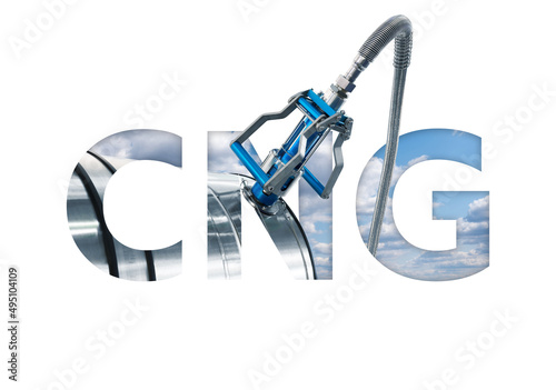 Conceptual inscription CNG - compressed natural gas. photo