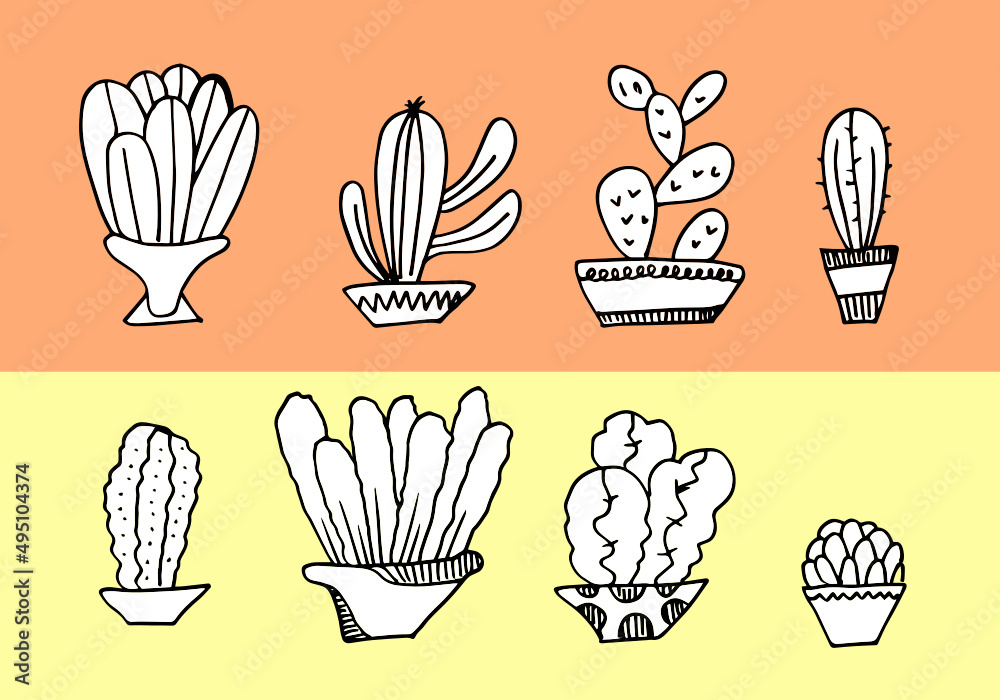 Cactus and succulents vector set. Hand drawn cacti illustration. Cactus and succulents vector set. Hand drawn cacti illustration.