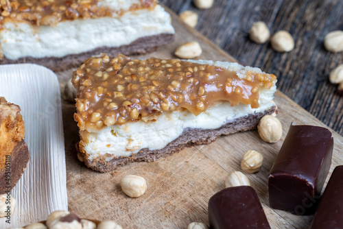 sweet and delicious cake with nuts and caramel