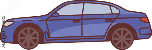 Modern Car Colored Line Art Illustration
