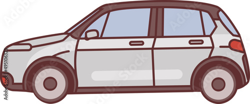 Car Side View Colored Line Art Illustration