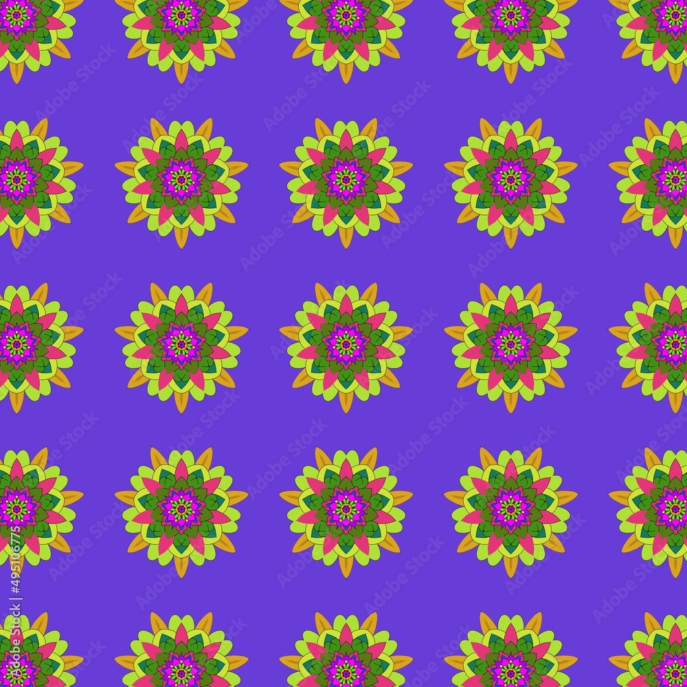 multicolored flowers on purple surface abstract background