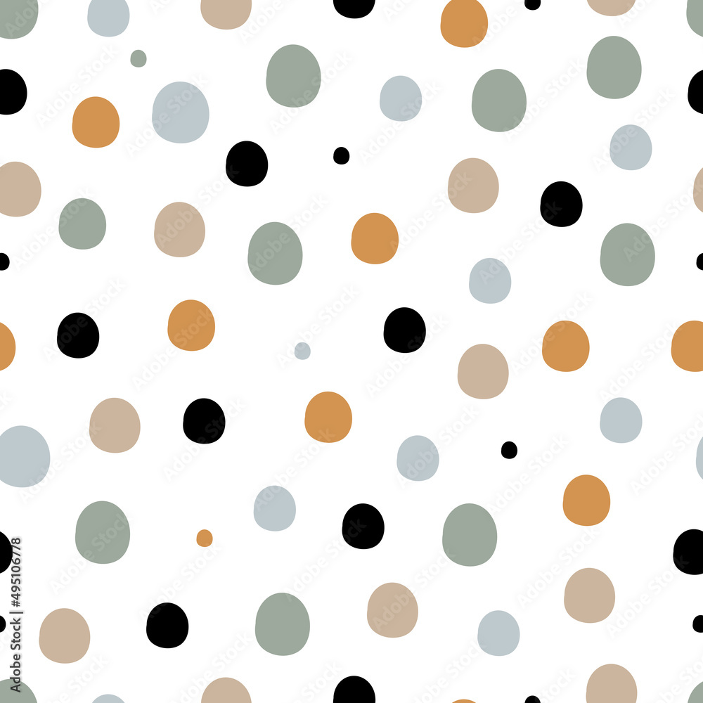 Cute polka dots. Abstract seamless pattern.  Can be used in textile industry, paper, background, scrapbooking.