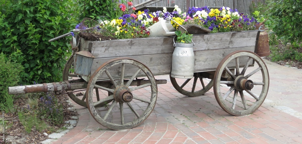 alter Wagen mit Blumen