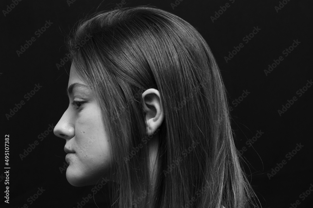 Beauty portrait of a beautiful girl with makeup and long hair Beauty portrait of a beautiful girl with makeup and long hair