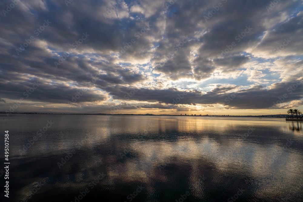 Obraz premium Sunset on Tunis Lake - Tunisia 