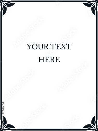 Vector A4 border frame. Background or book page. Simple rectangular billboard, poster, card, plaque, signboard, sticker, or label 