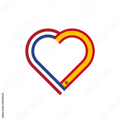 heart ribbon icon of netherlands and spain flags. vector illustration isolated on white background