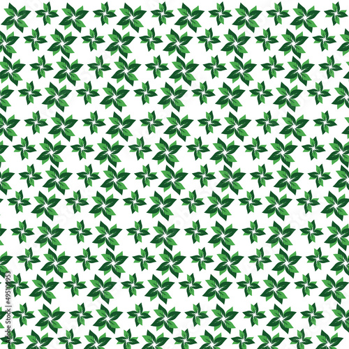 vector flat pattern and Repeating green leaves on branch isolated on white BG. Floral print for textile design, scrapbook, wallpaper or aromatheraphy concept.