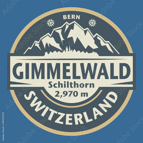 Emblem with the name of Gimmelwald, Switzerland