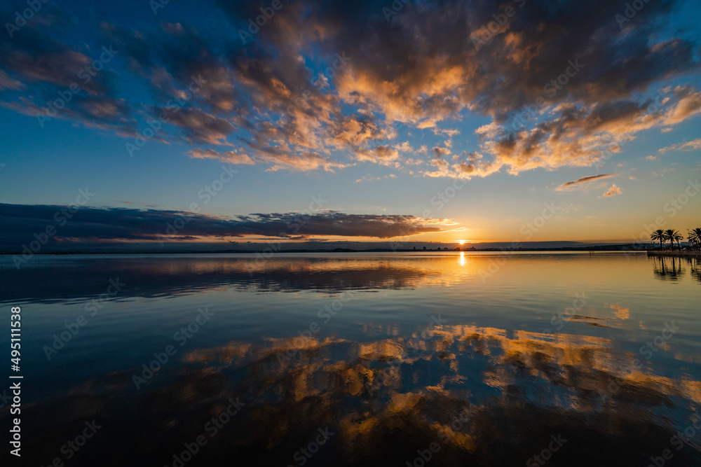 Obraz premium Sunset on Tunis Lake - Tunisia 