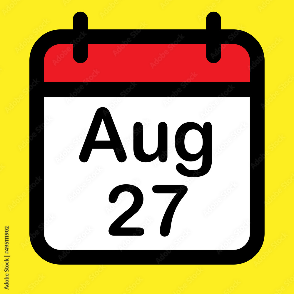 Calendar icon twenty seventh August Calendar icon twenty seventh August