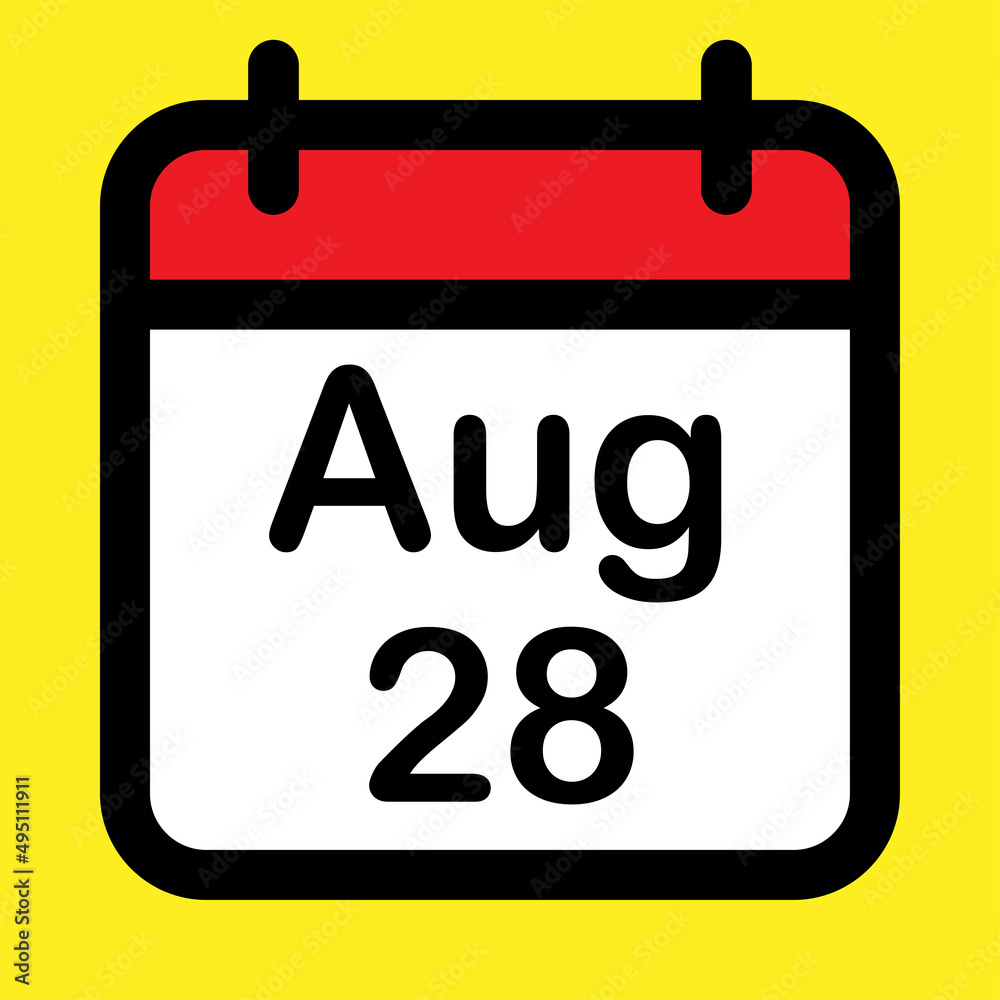 Calendar icon twenty eighth August Calendar icon twenty eighth August