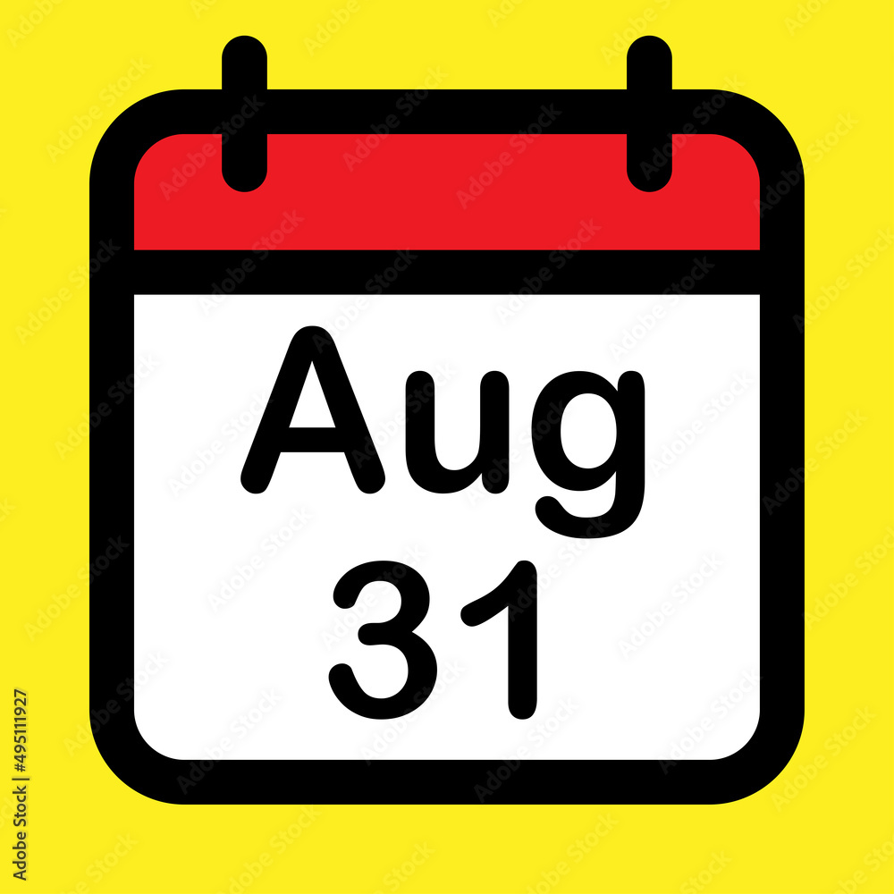 Calendar icon thirty first August Calendar icon thirty first August