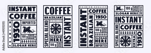 Set of template label for instant coffee