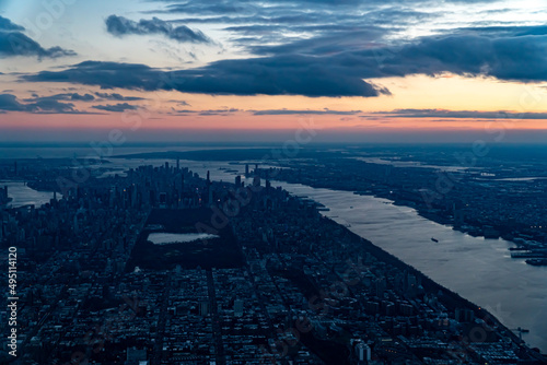 Silhouette of Manhattan Island at Dusk - New York, NY