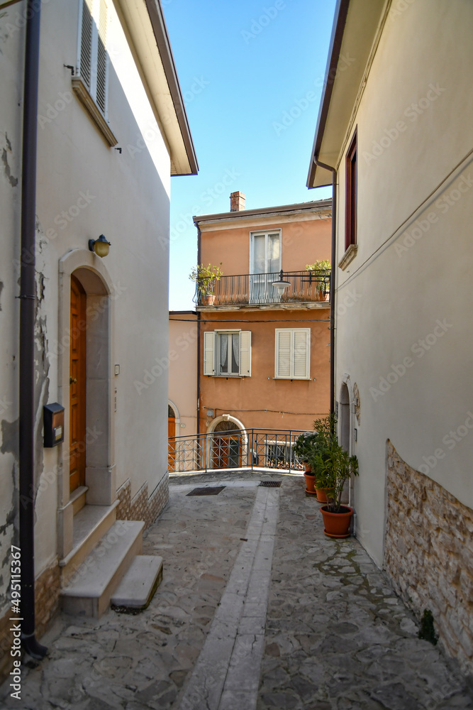 A narrow street in Fontanarosa, a small village in the province of Avellino, Italy.