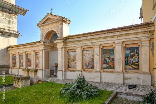 The facade of a church in Fontanarosa, a small village in the province of Avellino, Italy.