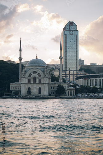 Panoramic view from the river in the city of Istanbul in Turkey