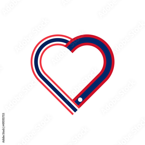 heart ribbon icon of thailand and laos flags. vector illustration isolated on white background