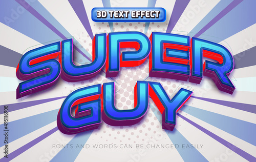 Super guy comic style 3d editable text effect