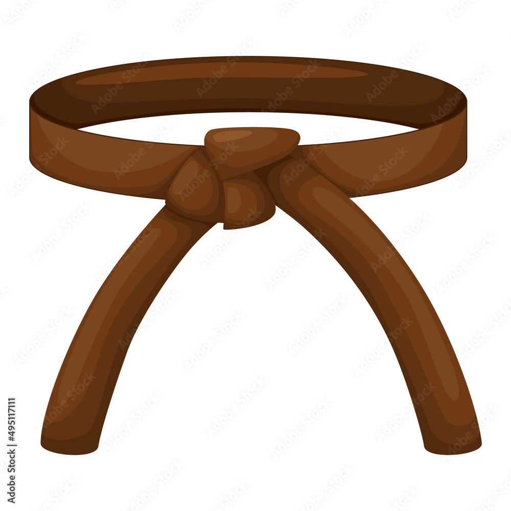 Karate belt brown color isolated on white background. Design icon of Japanese martial art in flat style. Karate belt brown color isolated on white background. Design icon of Japanese martial art in flat style.