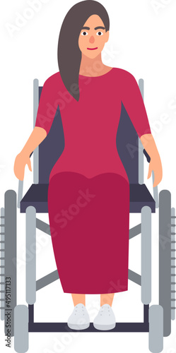 Disabled Woman in Wheelchair Cartoon Illustration