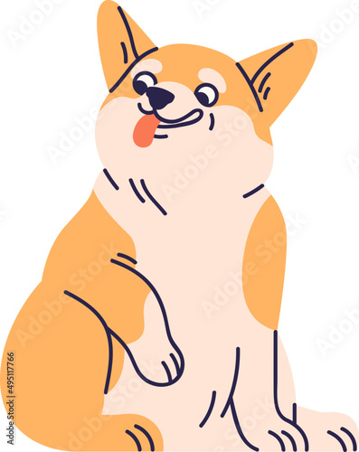 Cute Corgi Sitting Cartoon Illustration