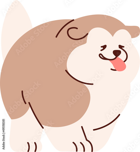 Happy Funny Alaskan Malamute Dog Cartoon Illustration