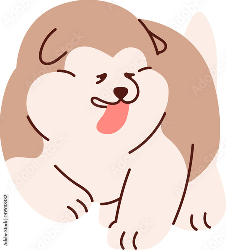 Funny Alaskan Malamute Dog Cartoon Illustration