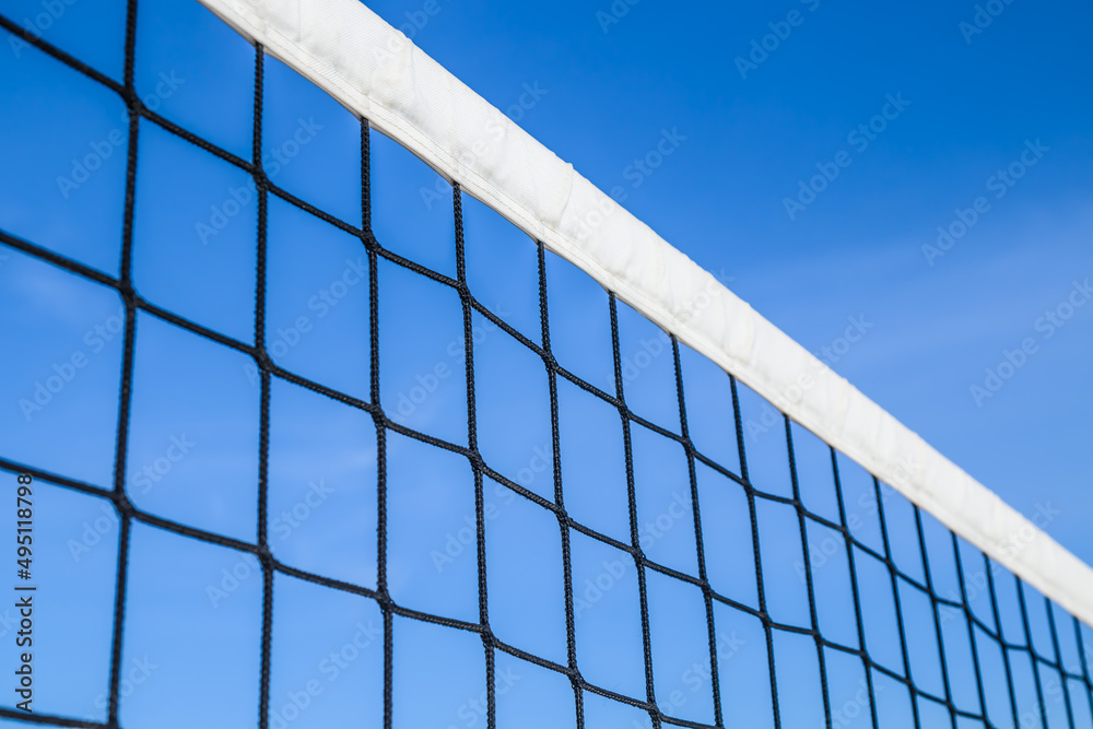 Volleyball net close-up against the sky Volleyball net close-up against the sky