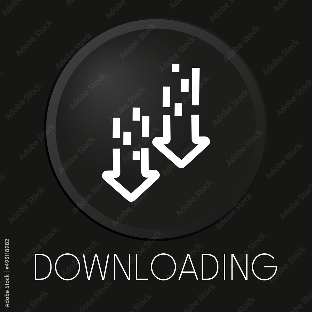 Obraz premium Downloading minimal vector line icon on 3D button isolated on black background. Premium Vector.
