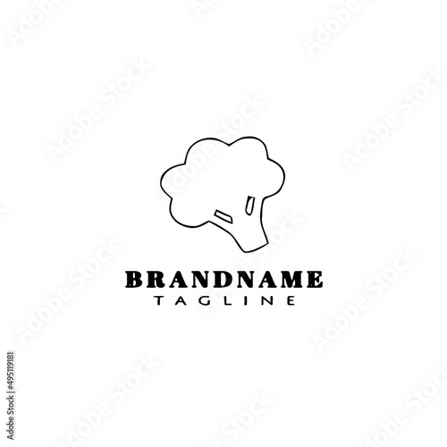 cute broccoli logo cartoon icon design template black isolated vector illustration