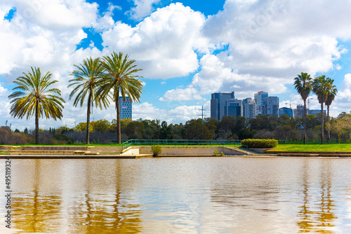 Lake in a quiet and beautiful city recreation park in Israel © Kate
