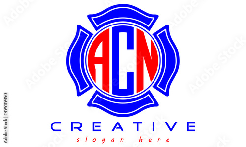 ACN three letters circle curves logo vector Template